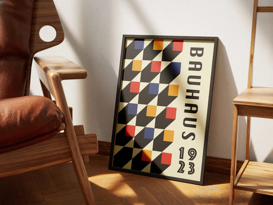 Bauhaus Style Poster | Chevron Pattern Geometric Print