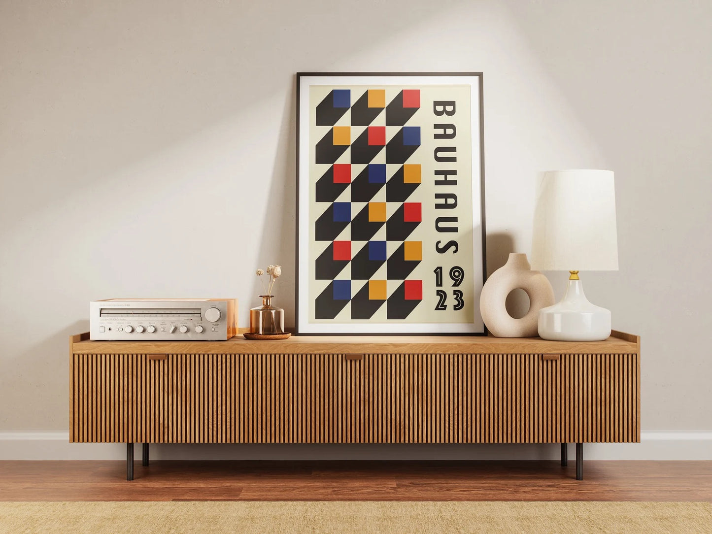 Bauhaus Style Poster | Chevron Pattern Geometric Print