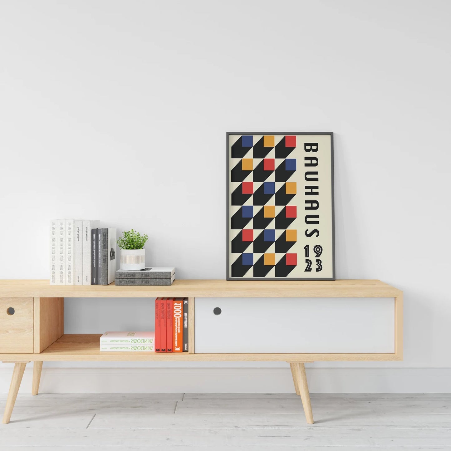 Bauhaus Style Poster | Chevron Pattern Geometric Print