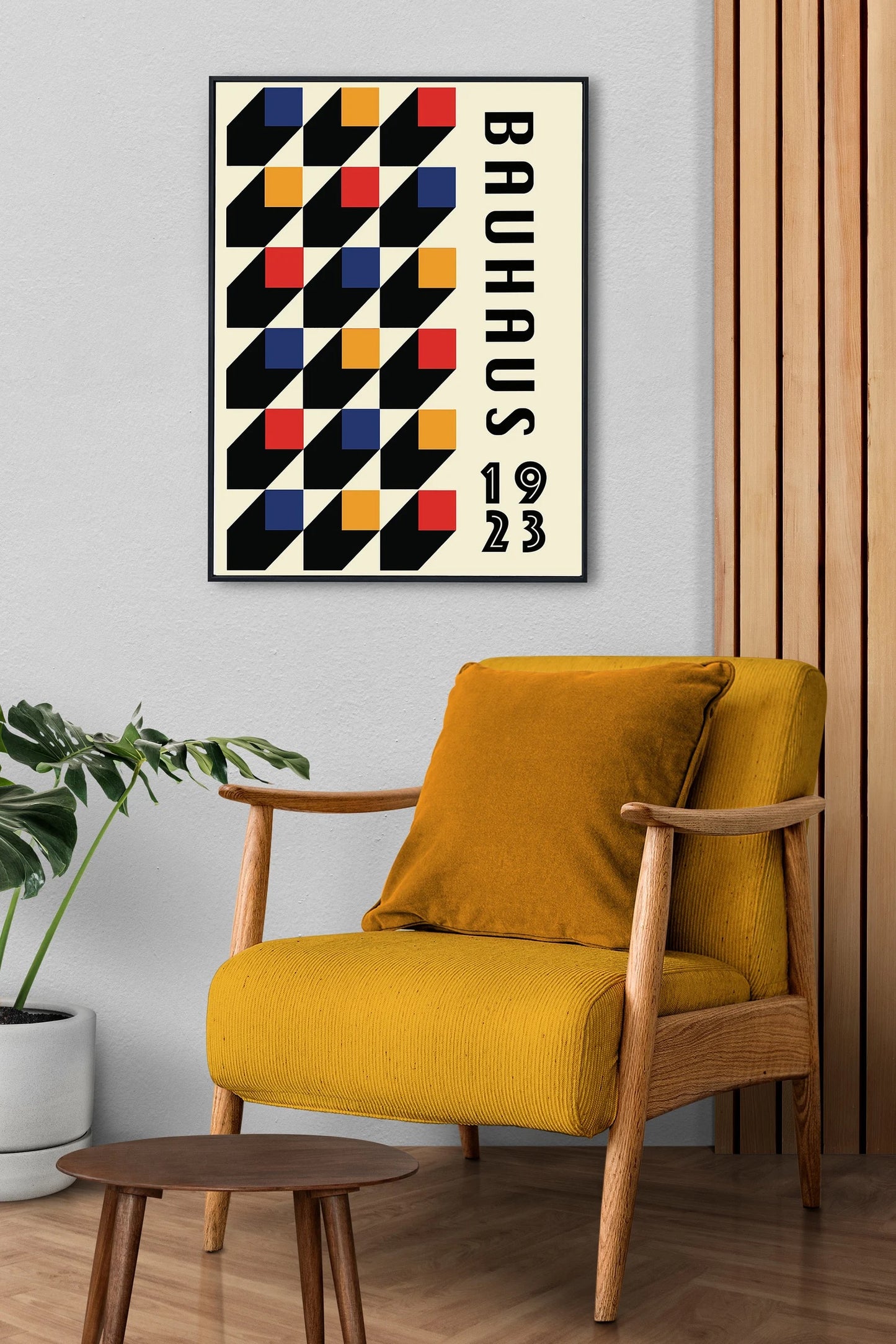 Bauhaus Style Poster | Chevron Pattern Geometric Print