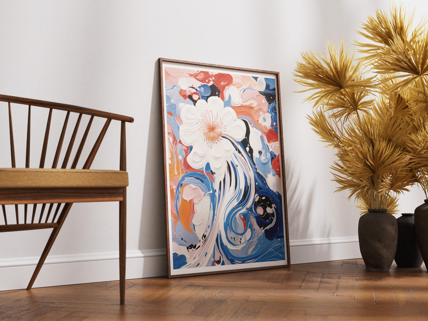 Abstract Floral Poster | Colorful Modern Wall Art with Dynamic Brushwork