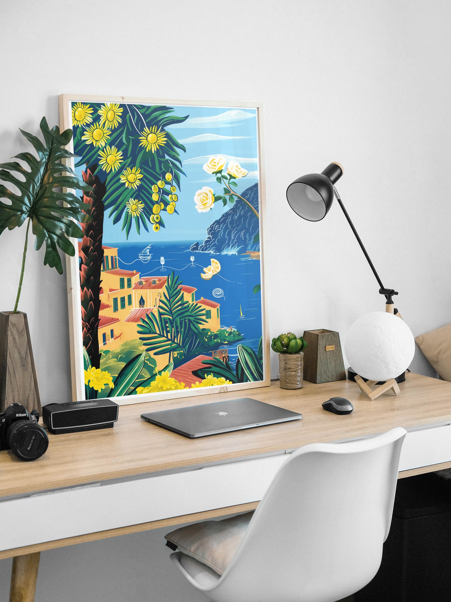 Portofino Coastal Botanical Poster | Italian Summer Seaside Wall Art