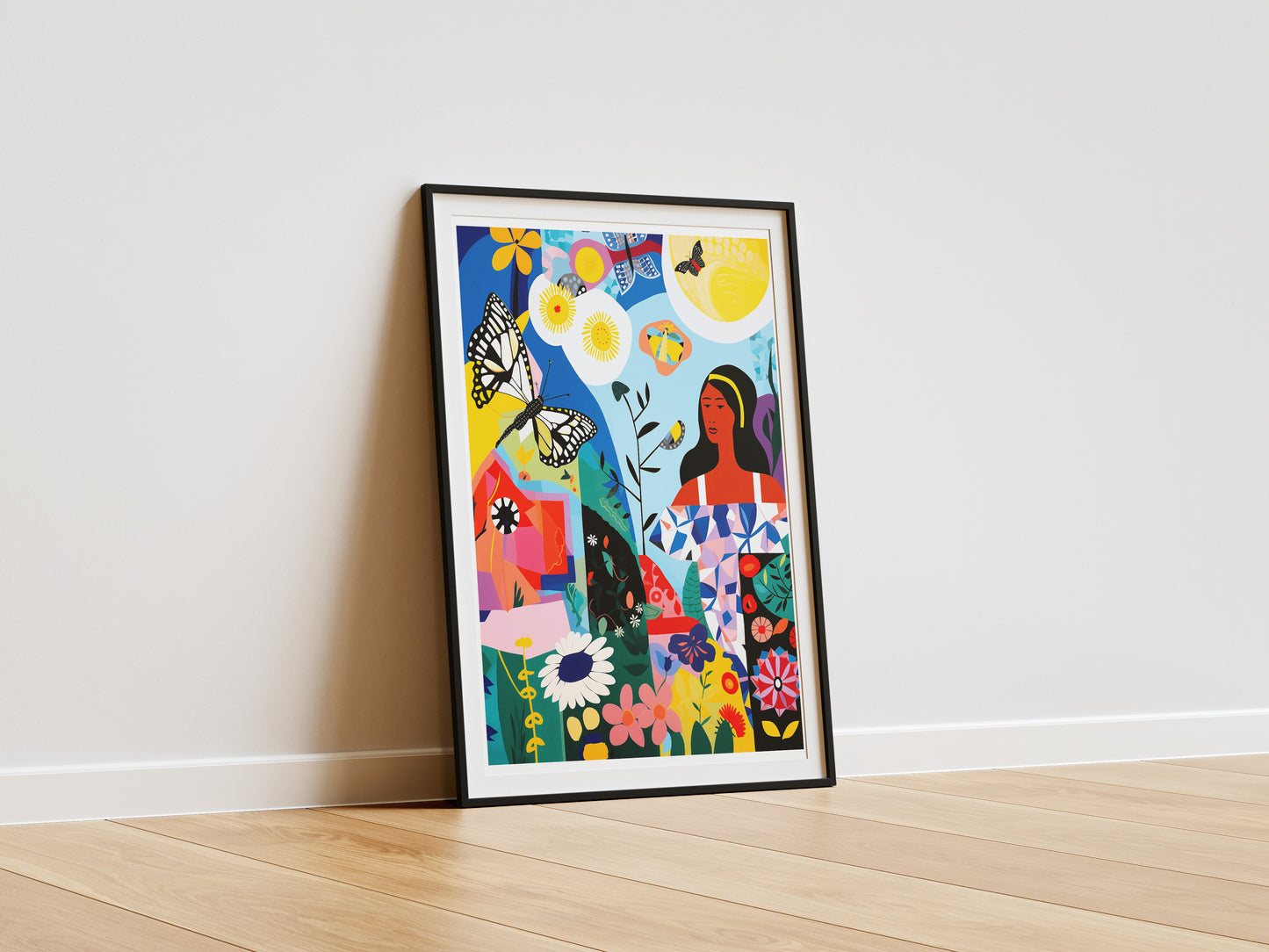 Colorful Botanical Collage Poster | Feminine Abstract Floral Wall Art