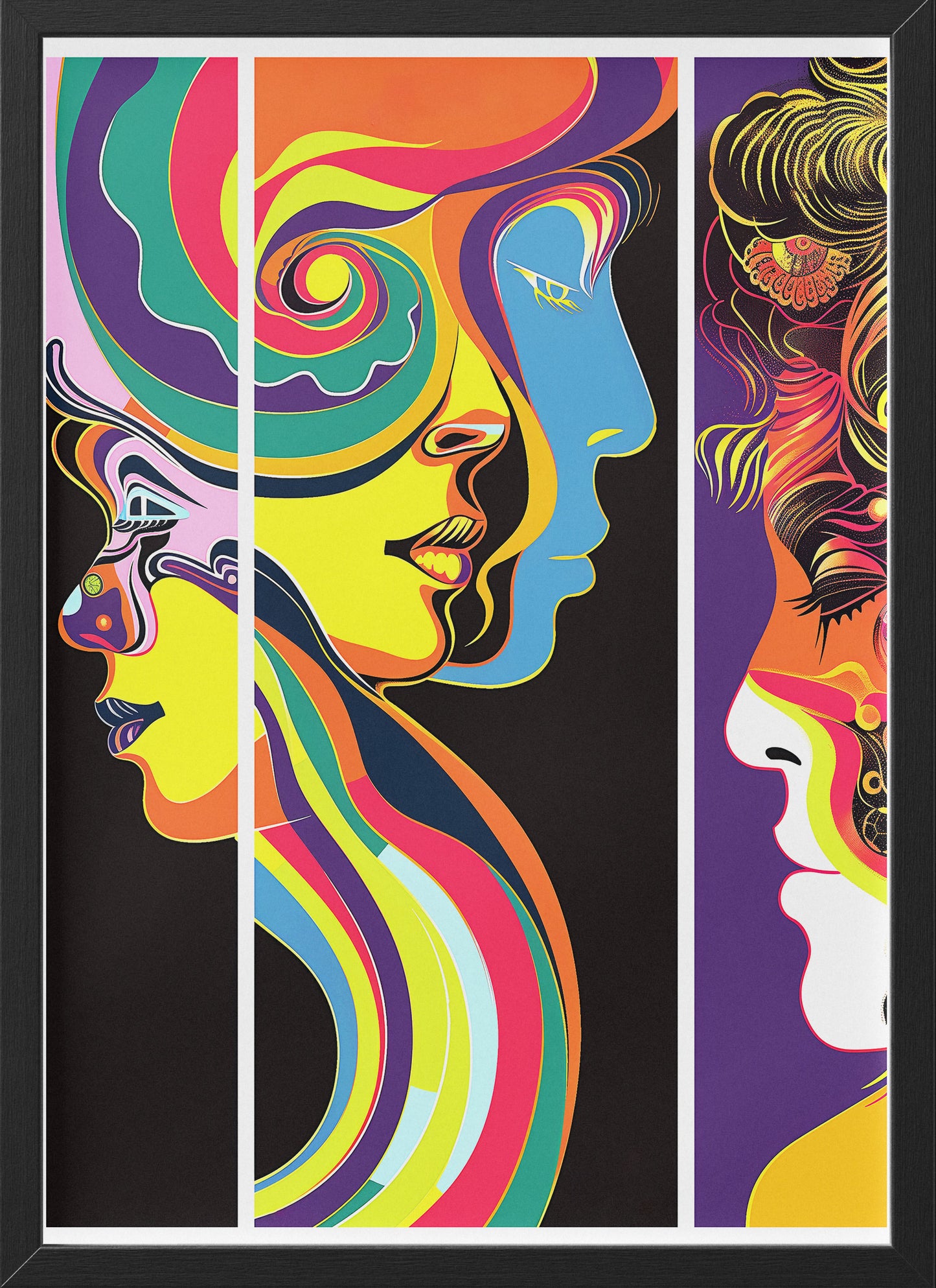 Colorful Psychedelic Face Art Poster | Inspired by 60s Graphic Design
