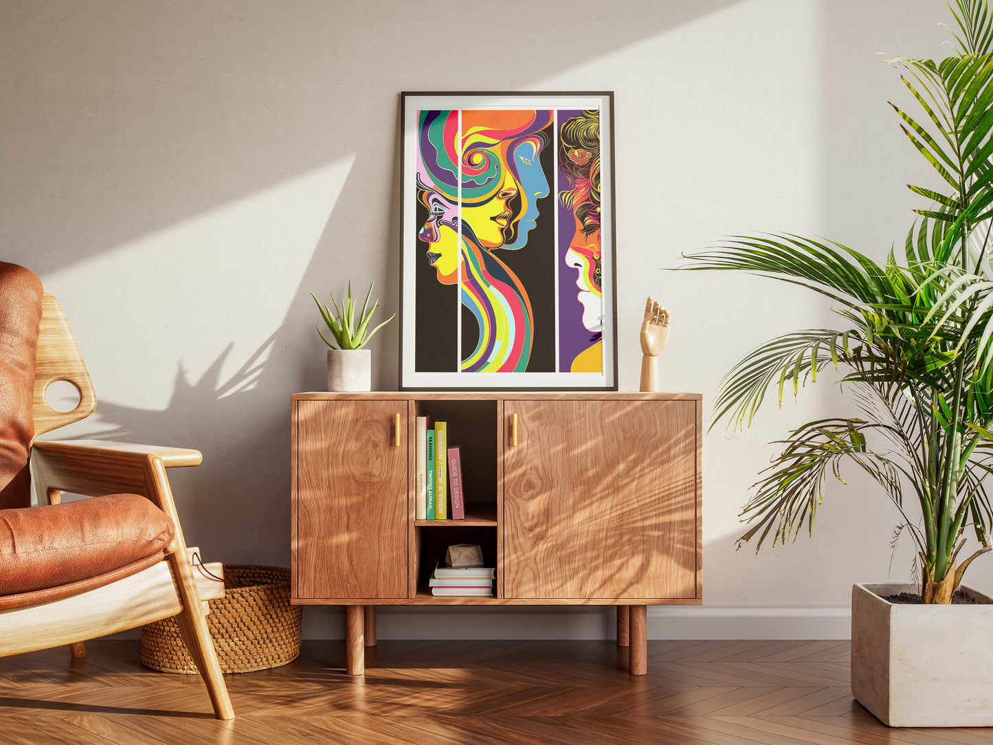 Colorful Psychedelic Face Art Poster | Inspired by 60s Graphic Design