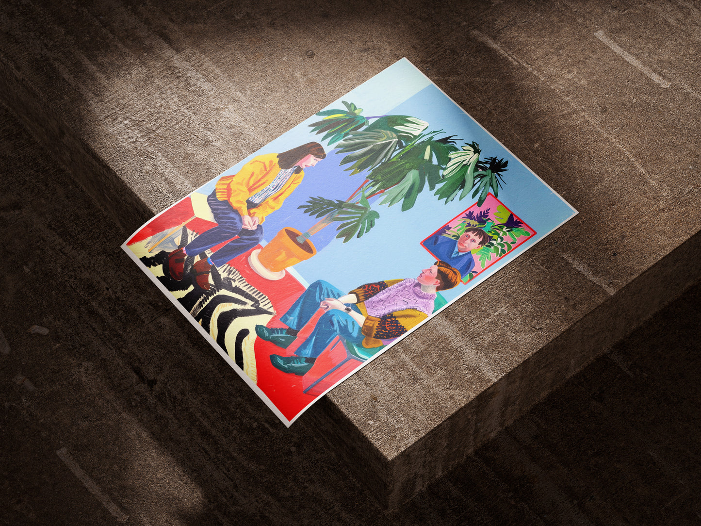 Colorful Risograph Art Poster | Minimalist Home Interview Scene