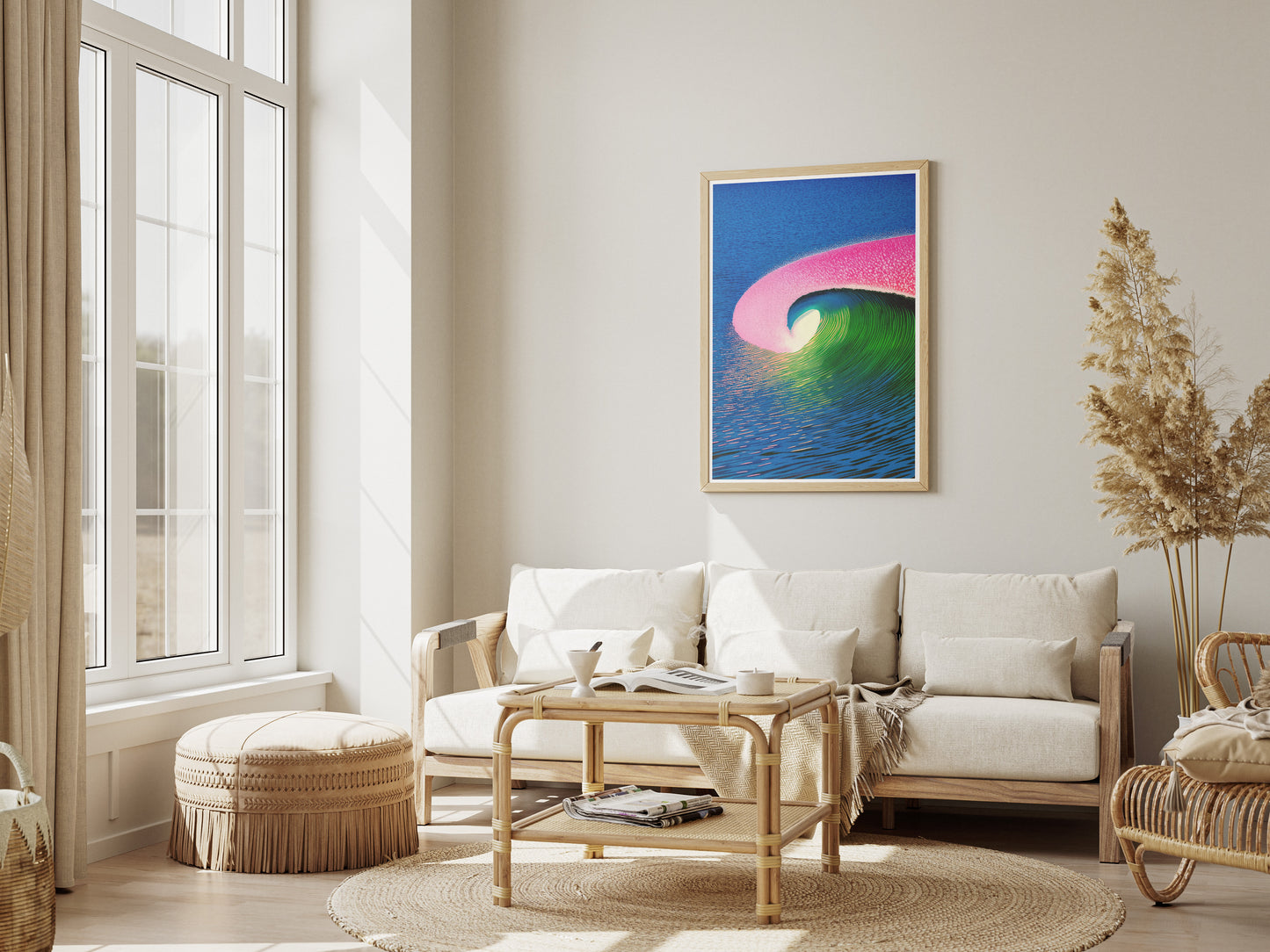 Colorful Surf Wave Poster | Vibrant Ocean Wall Art for Coastal Interiors
