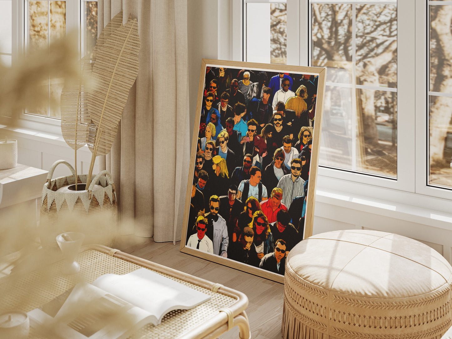 Colorful Crowd Illustration Poster | Flat Perspective Comic Style Wall Art