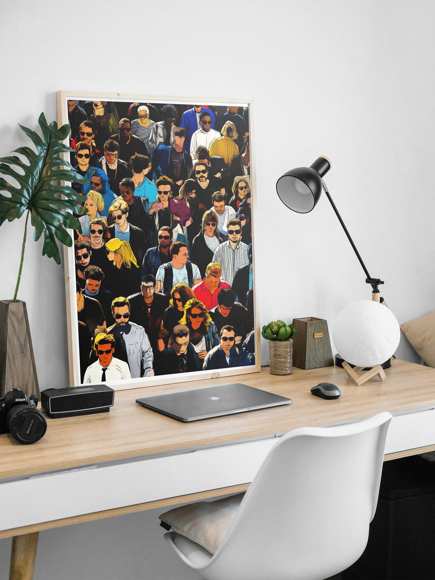Colorful Crowd Illustration Poster | Flat Perspective Comic Style Wall Art