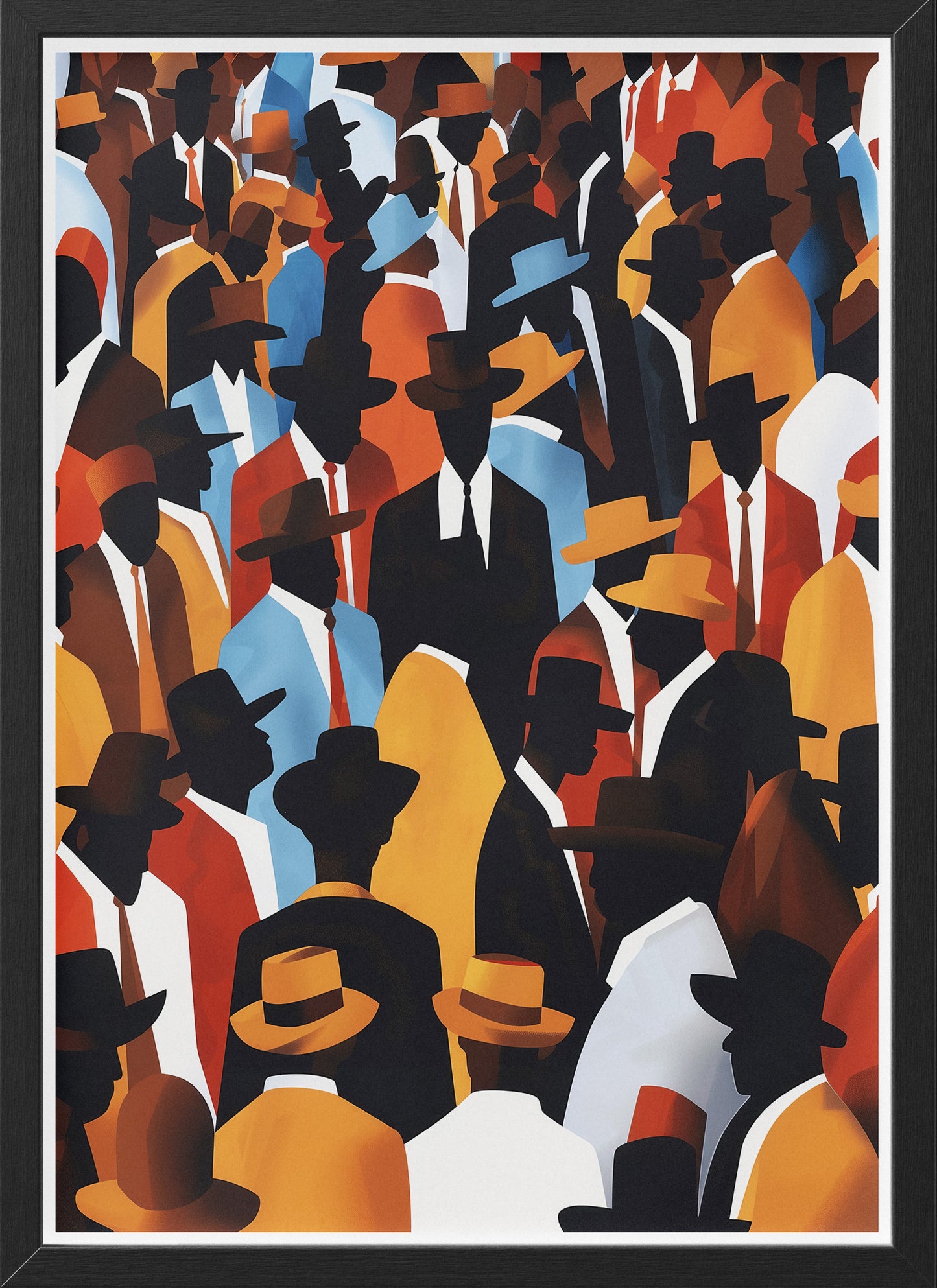 Crowd of Hats Poster | African American Abstract Wall Art Print