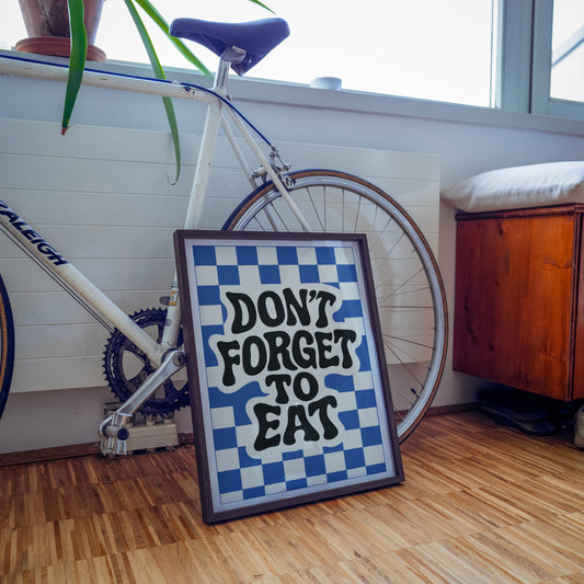 Don’t Forget to Eat Poster | Retro Kitchen Wall Art Print