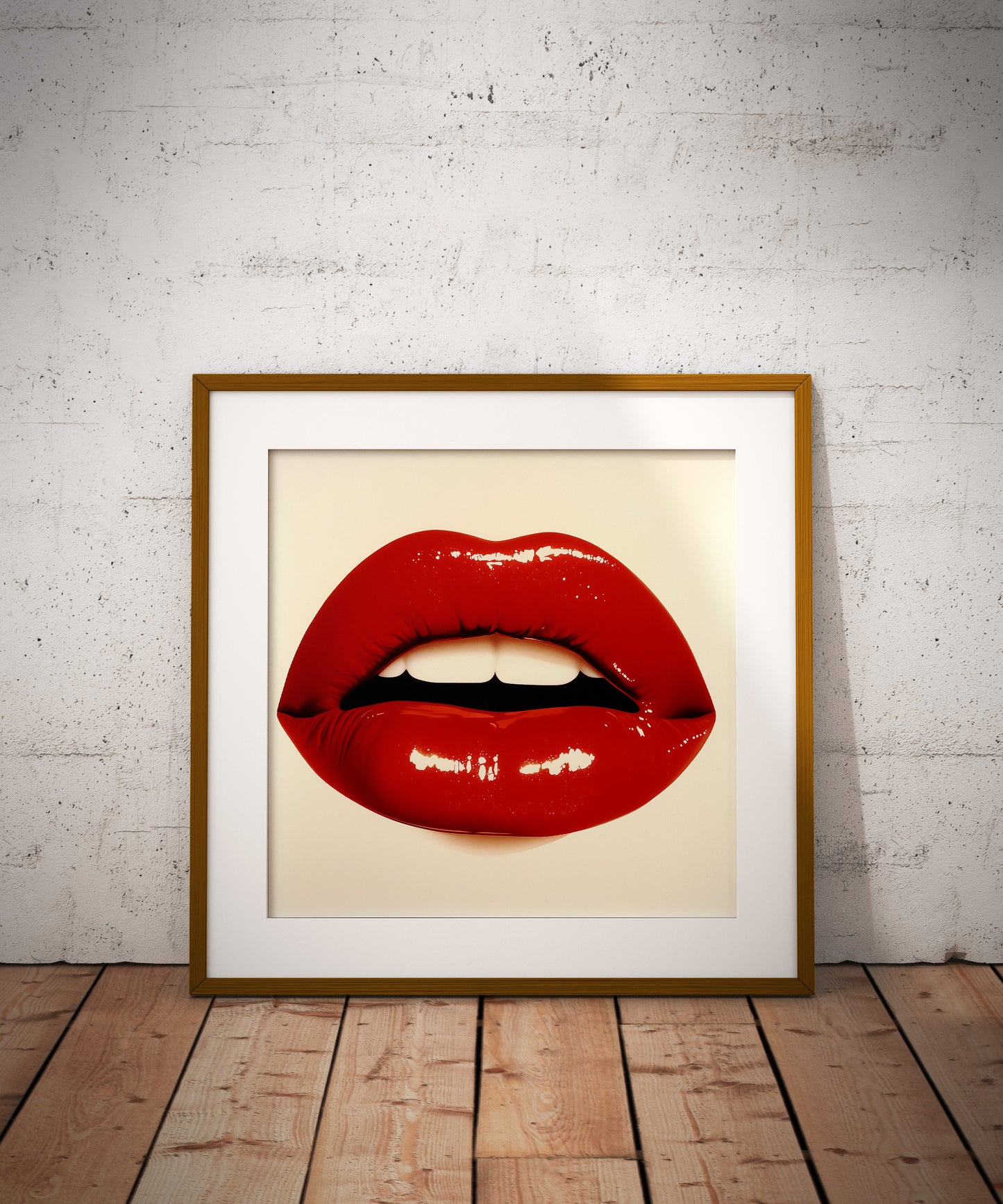 Glossy Red Lips Poster | Pop Art Style Fashion Wall Art