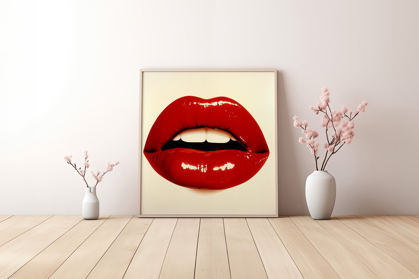 Glossy Red Lips Poster | Pop Art Style Fashion Wall Art
