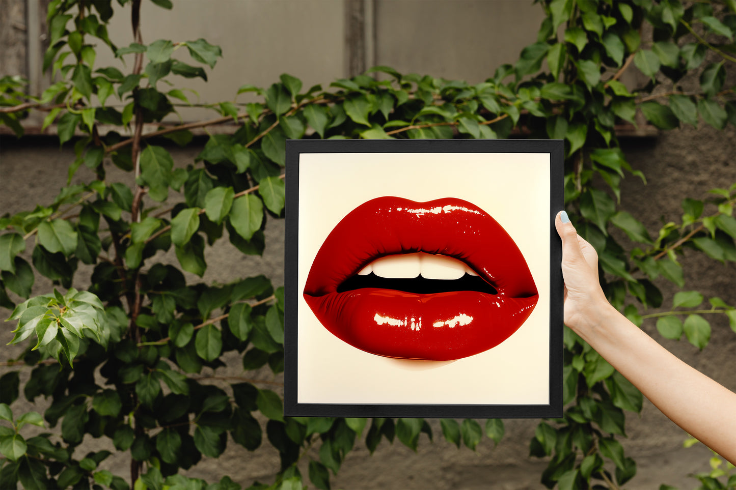 Glossy Red Lips Poster | Pop Art Style Fashion Wall Art