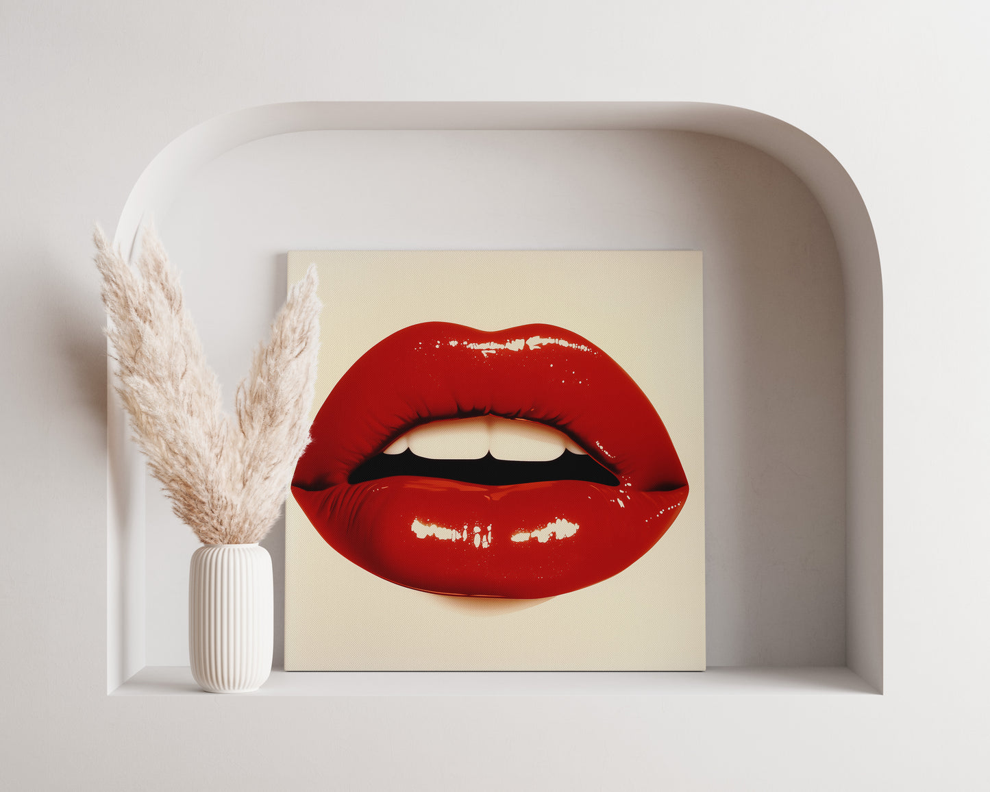 Glossy Red Lips Poster | Pop Art Style Fashion Wall Art