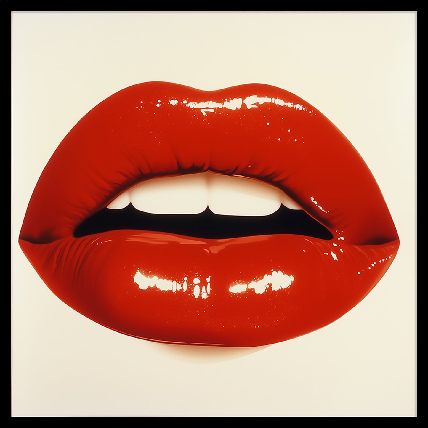 Glossy Red Lips Poster | Pop Art Style Fashion Wall Art