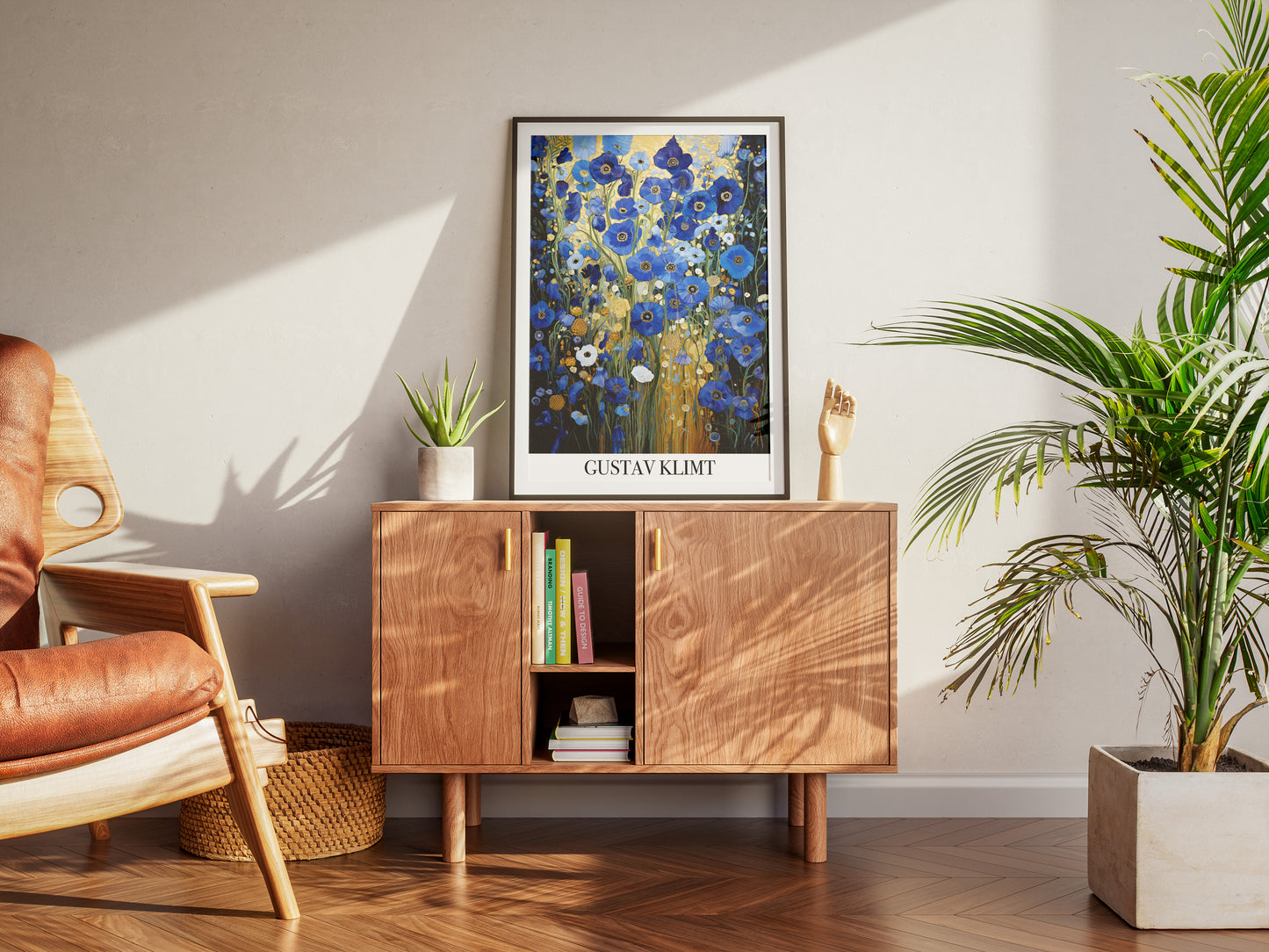 Gustav Klimt Blue Flower Poster | Botanical Wall Art Print