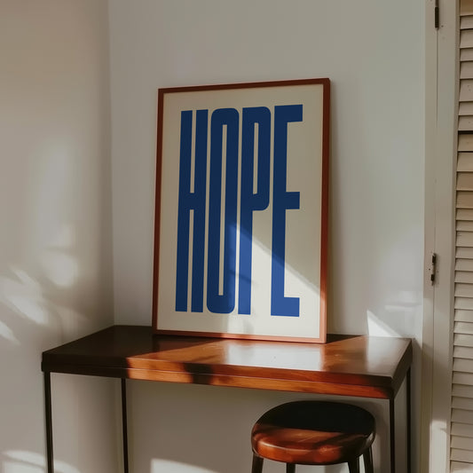 Hope Poster | Blue Minimalist Typography Print