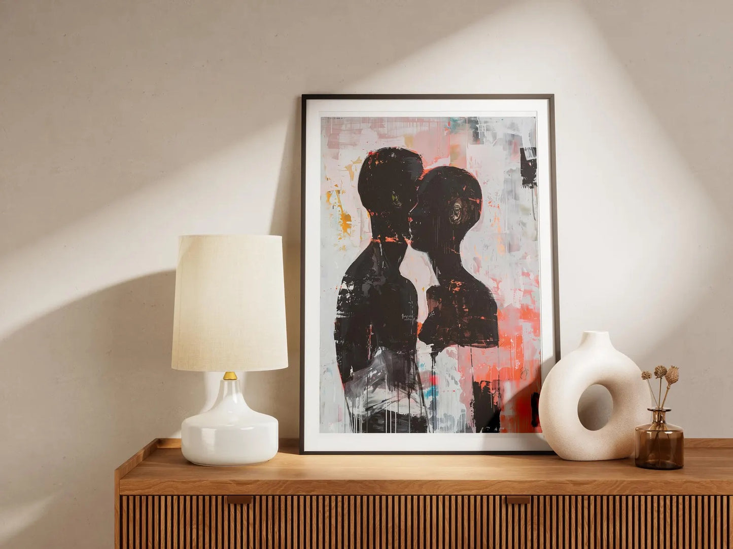 Abstract Black Couple Poster | Afro American Expressionist Wall Art