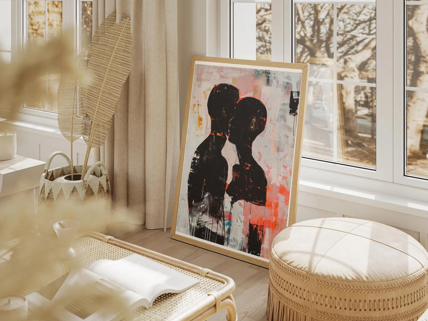 Abstract Black Couple Poster | Afro American Expressionist Wall Art