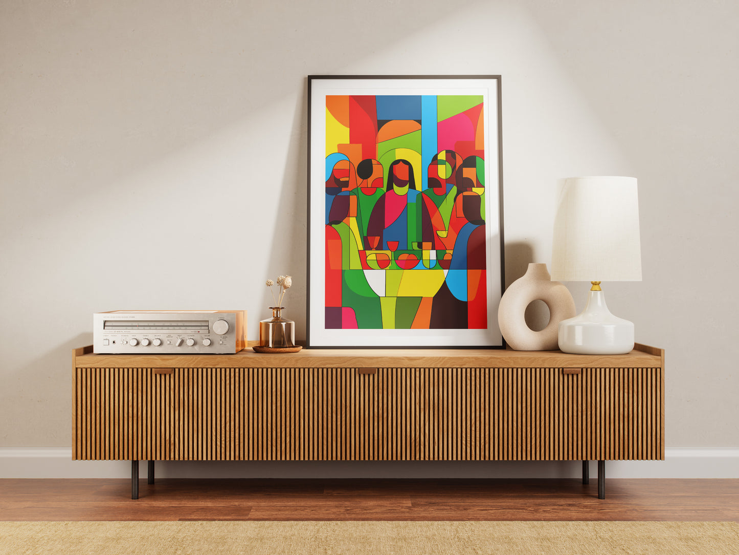 Modern Abstract Last Supper Poster | Colorful Cubist Christian Wall Art Print