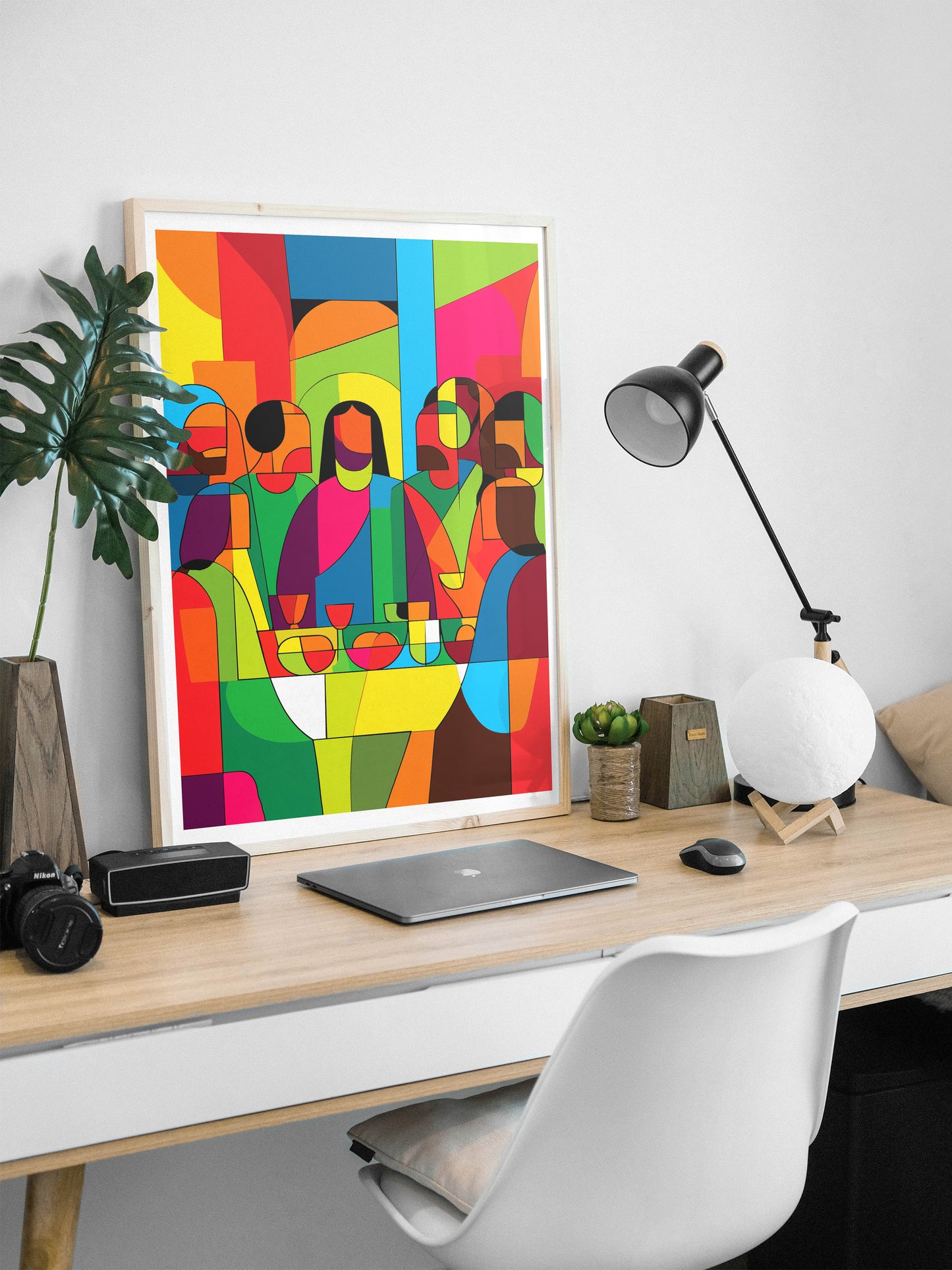 Modern Abstract Last Supper Poster | Colorful Cubist Christian Wall Art Print