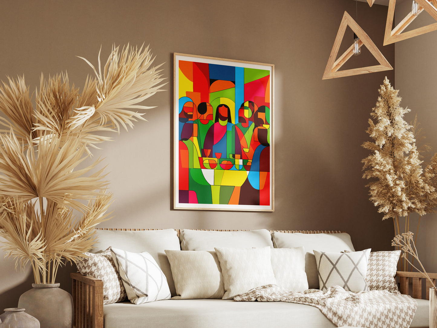 Modern Abstract Last Supper Poster | Colorful Cubist Christian Wall Art Print