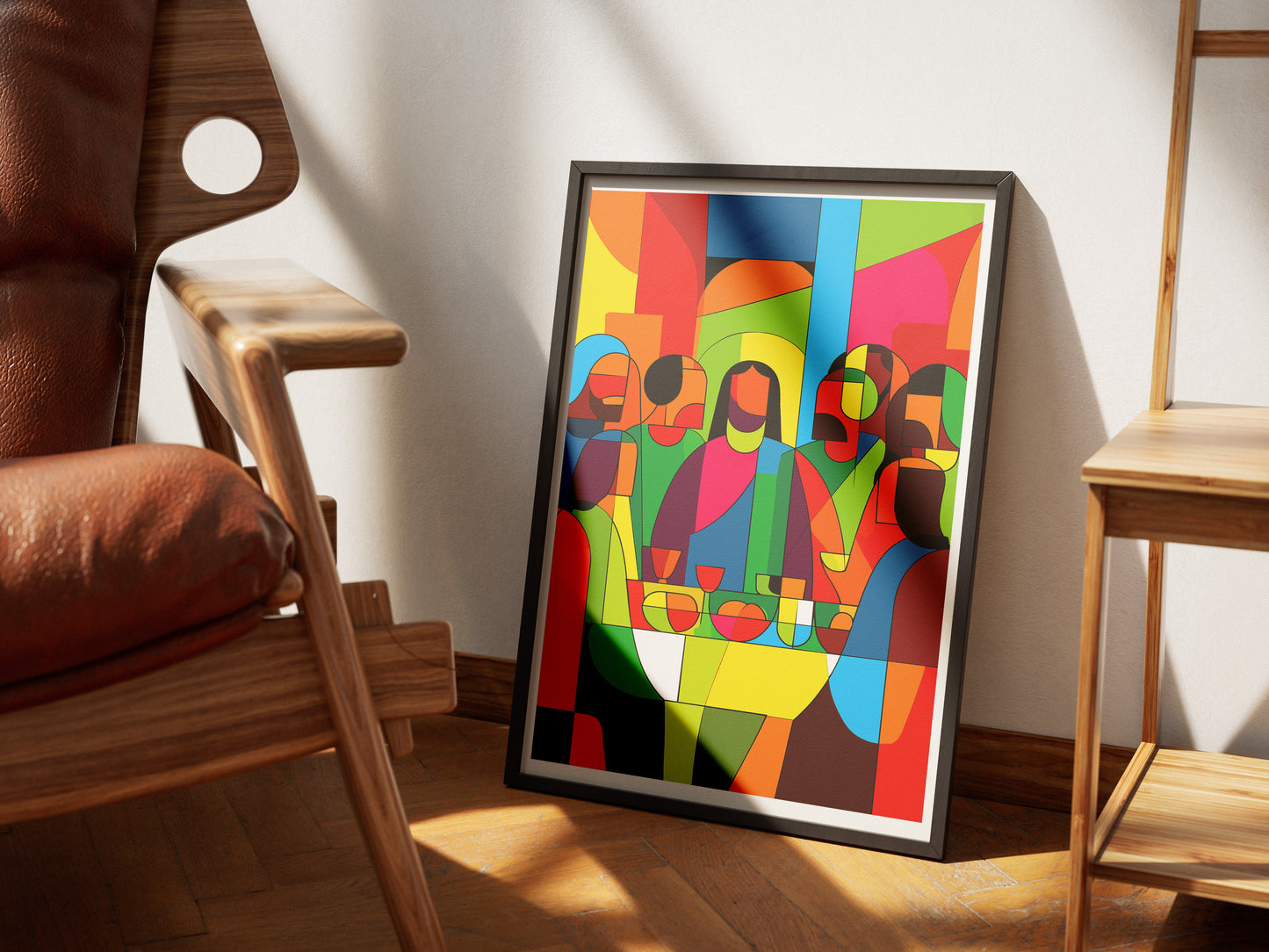 Modern Abstract Last Supper Poster | Colorful Cubist Christian Wall Art Print