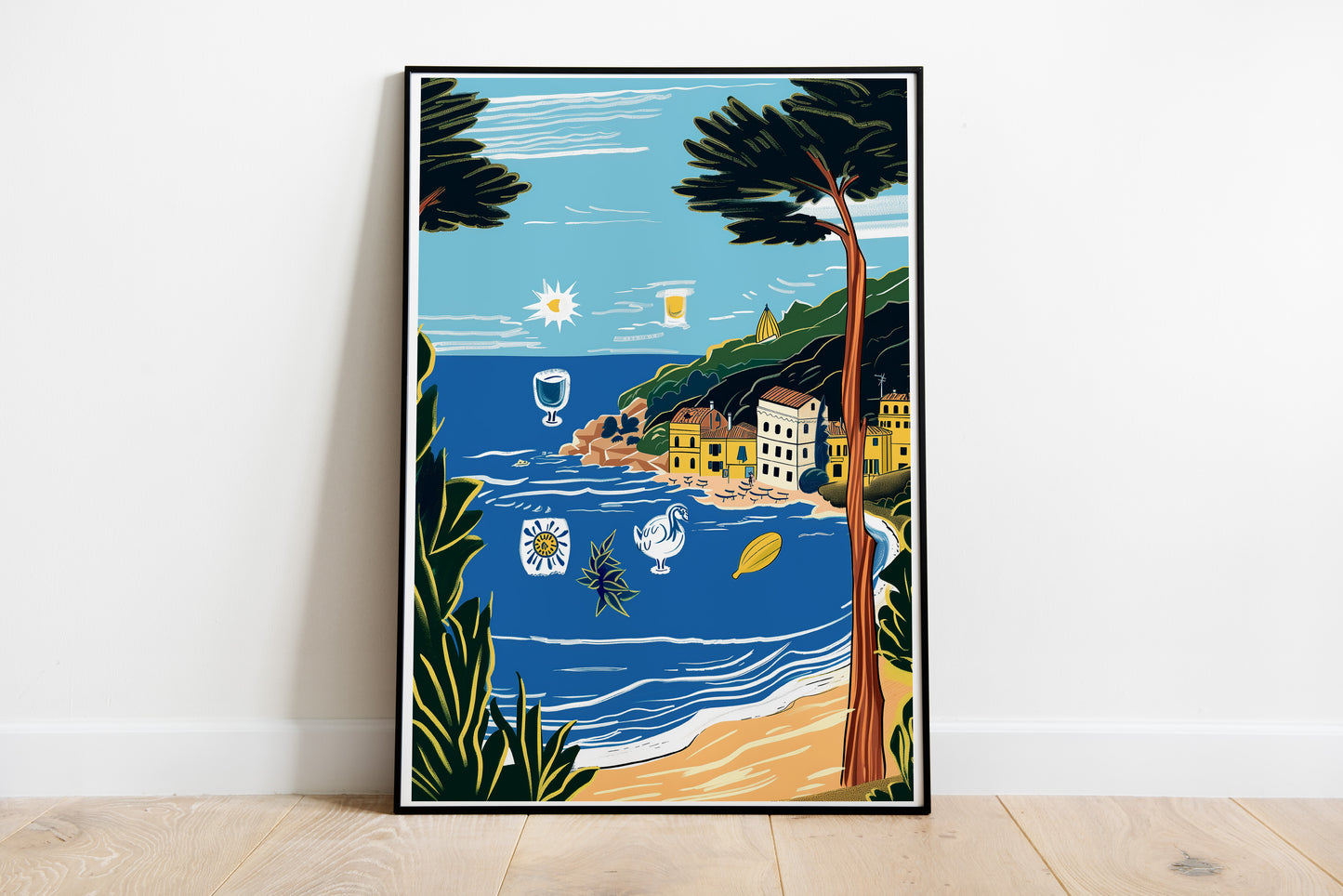 Mediterranean Coastal Poster | Italian Seaside Summer Wall Art Print
