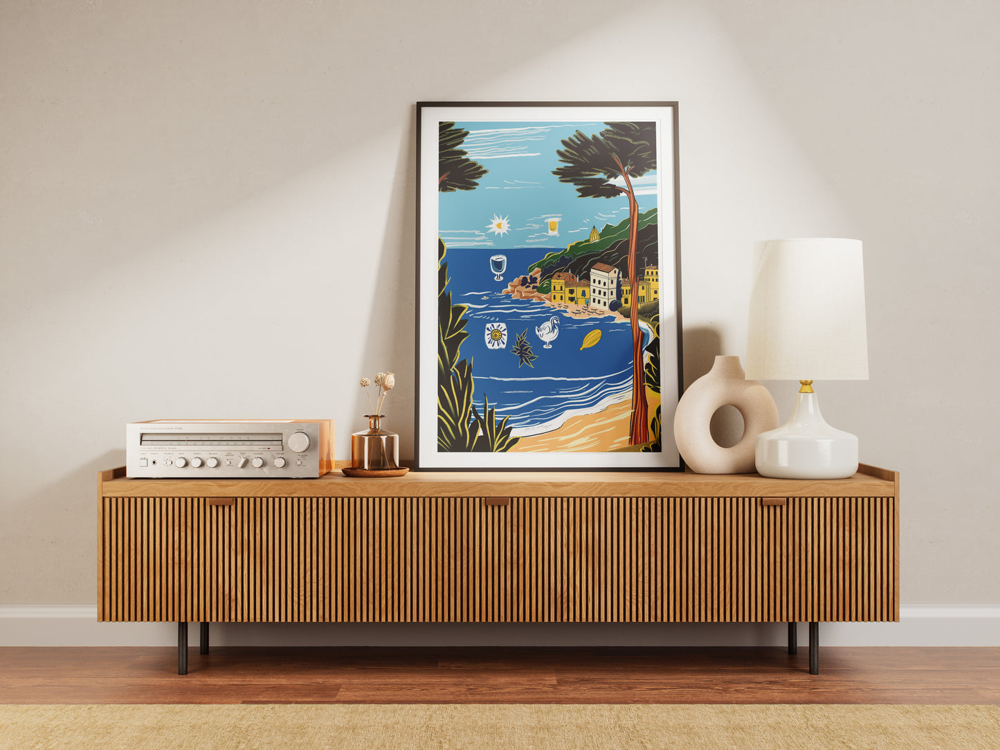 Mediterranean Coastal Poster | Italian Seaside Summer Wall Art Print