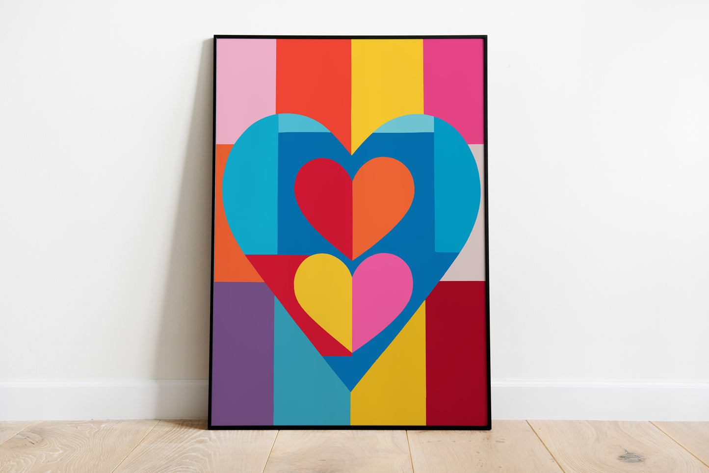 Colorful Geometric Heart Poster | Modern Graphic Wall Art Print