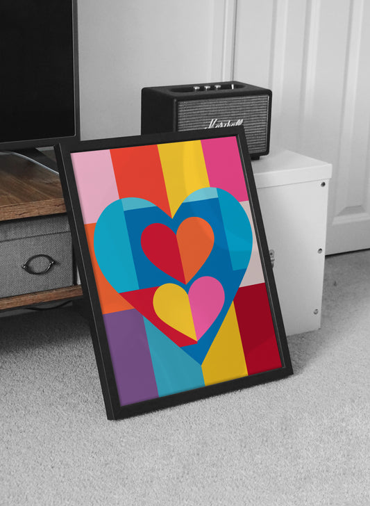 Colorful Geometric Heart Poster | Modern Graphic Wall Art Print