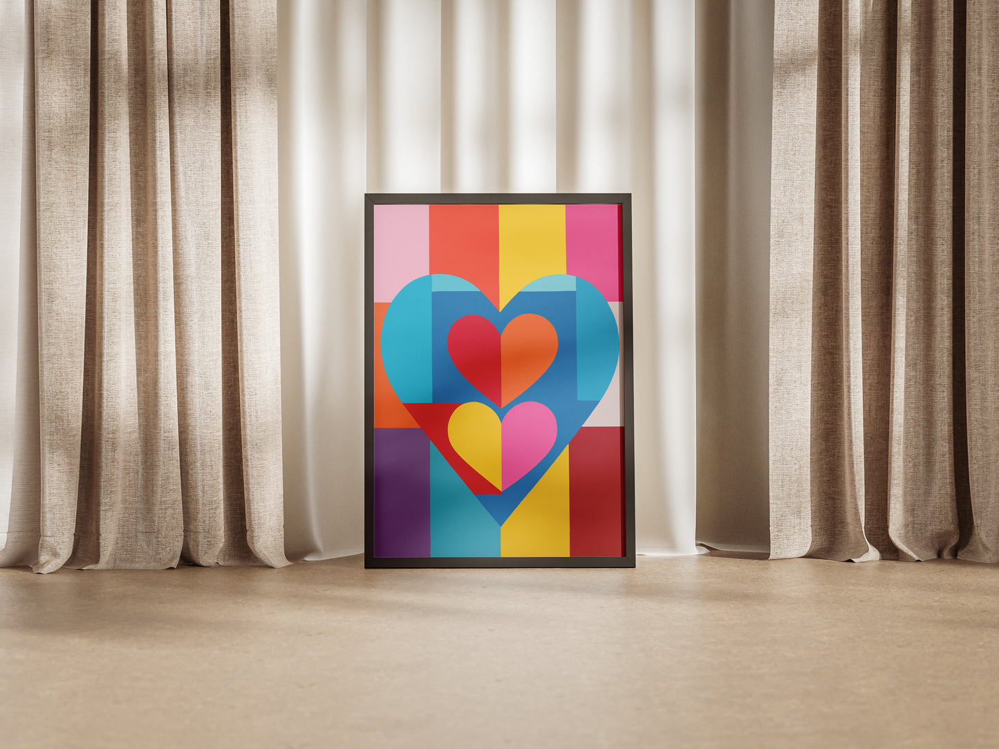 Colorful Geometric Heart Poster | Modern Graphic Wall Art Print