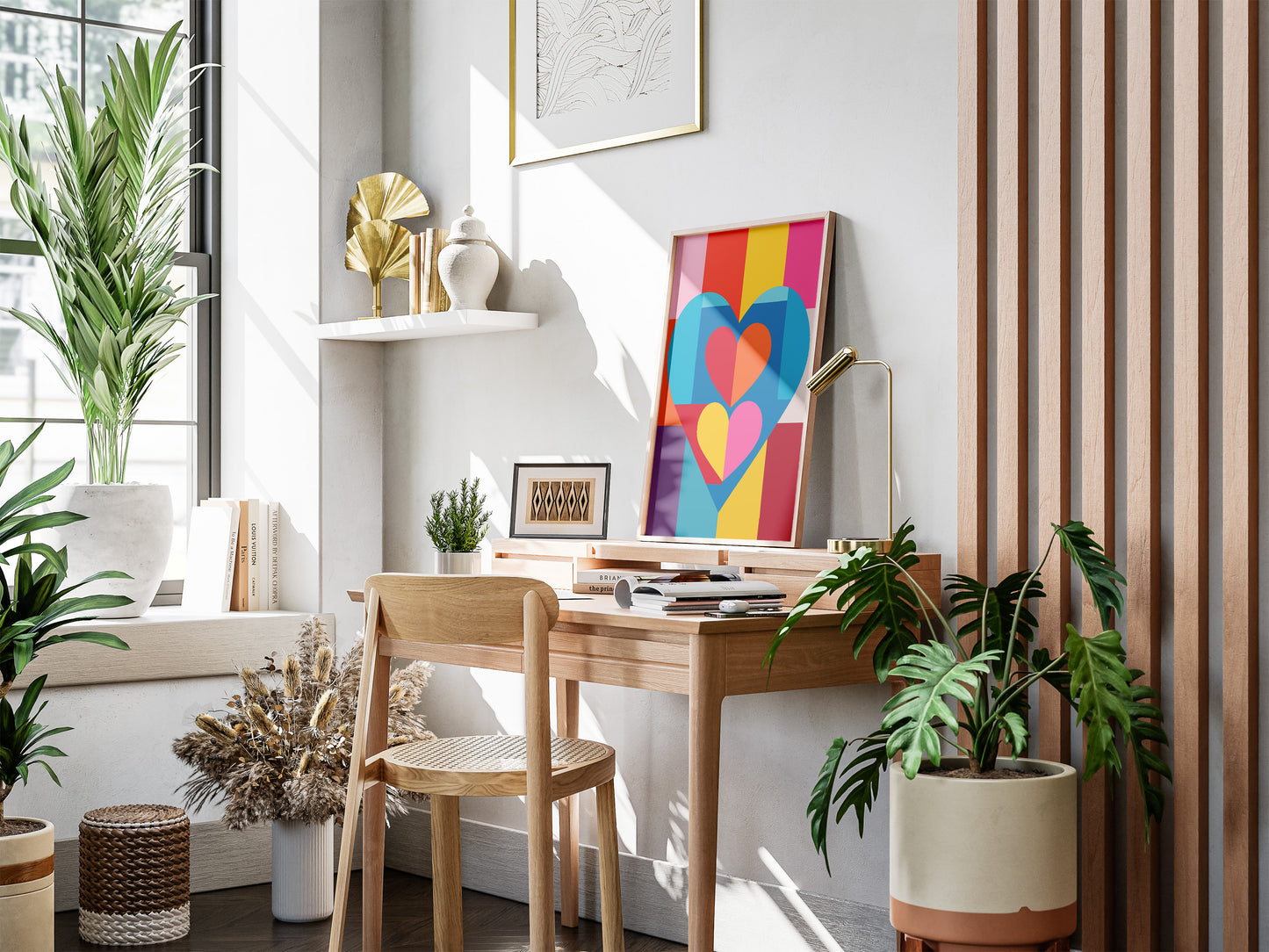 Colorful Geometric Heart Poster | Modern Graphic Wall Art Print