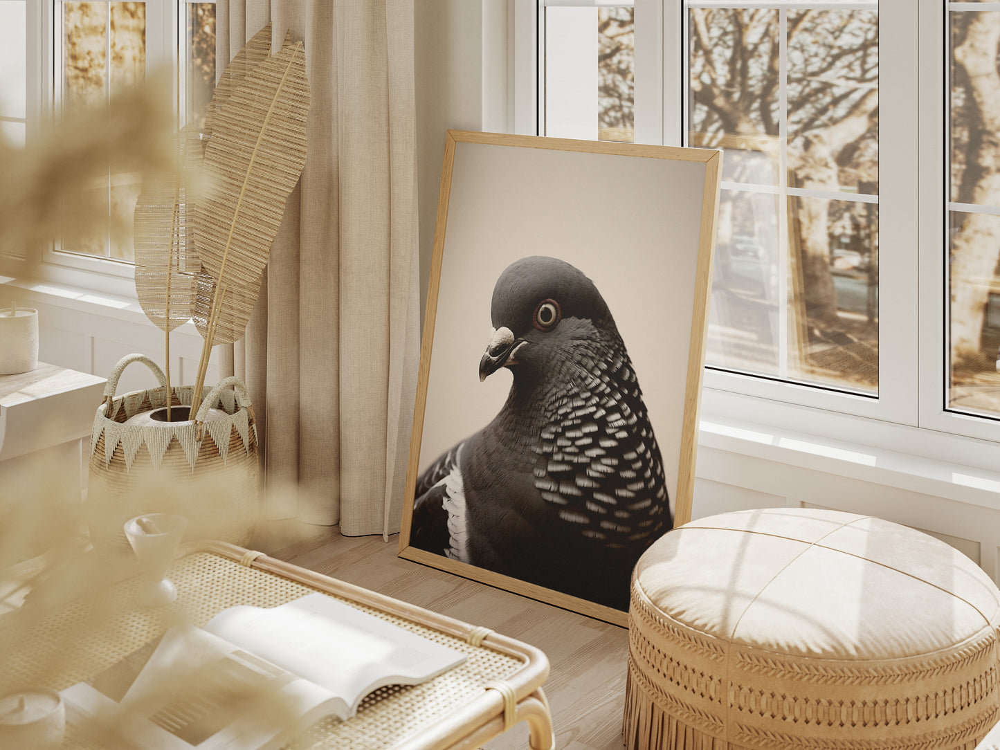 Pigeon Wall Art Poster | Minimalist Bird Photography Print