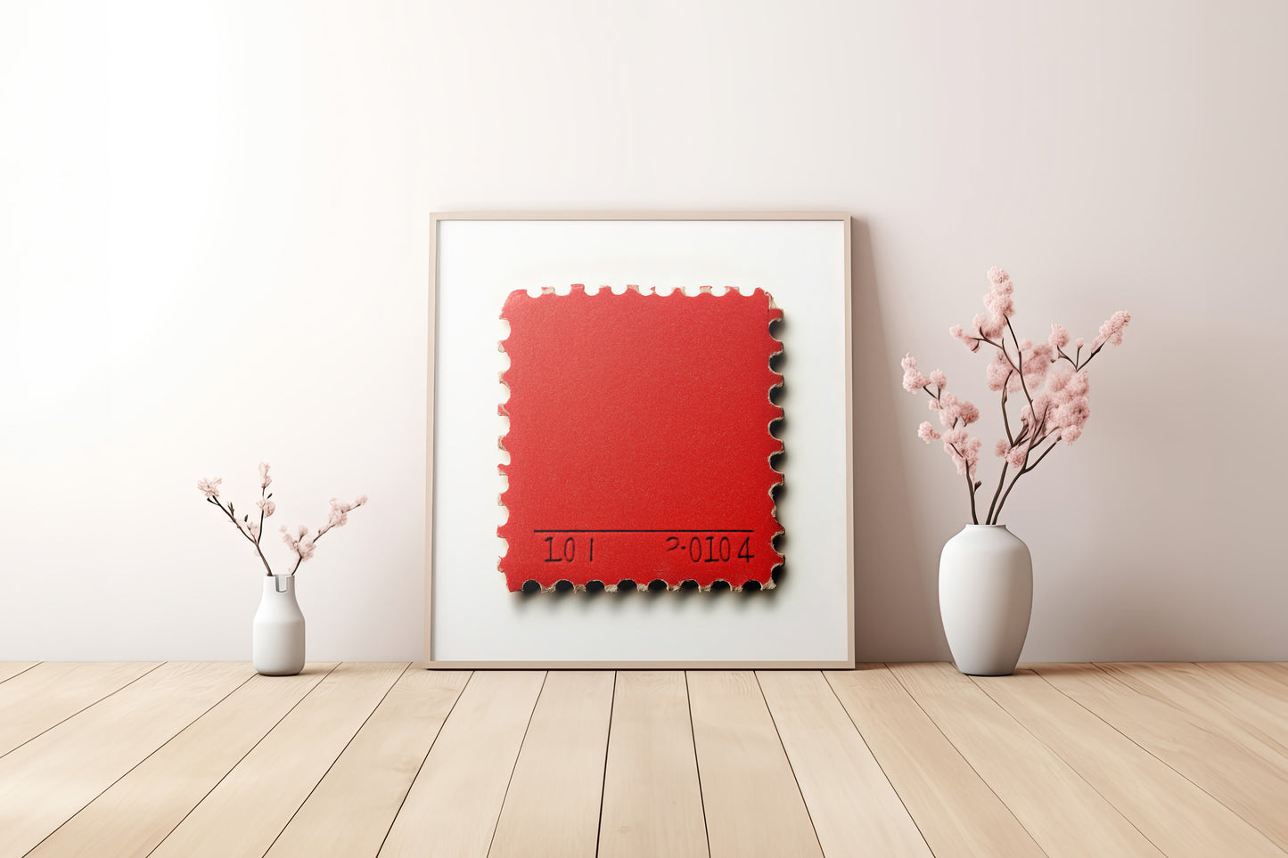 Minimalist Postage Stamp Art Print | Vintage Red Stamp Wall Decor