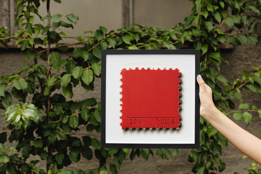 Minimalist Postage Stamp Art Print | Vintage Red Stamp Wall Decor