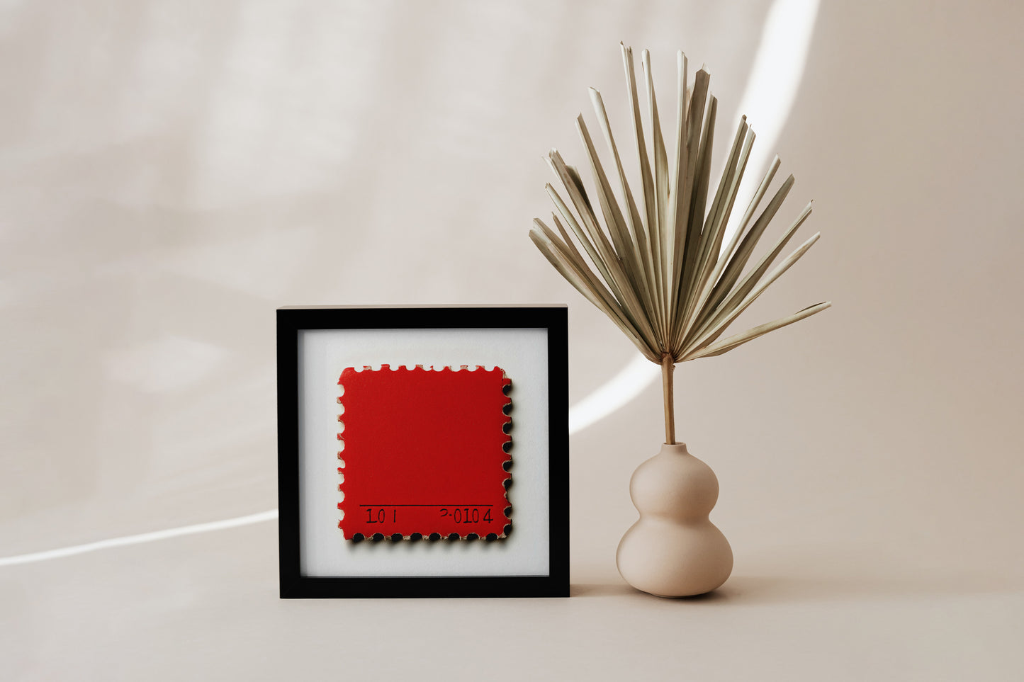 Minimalist Postage Stamp Art Print | Vintage Red Stamp Wall Decor