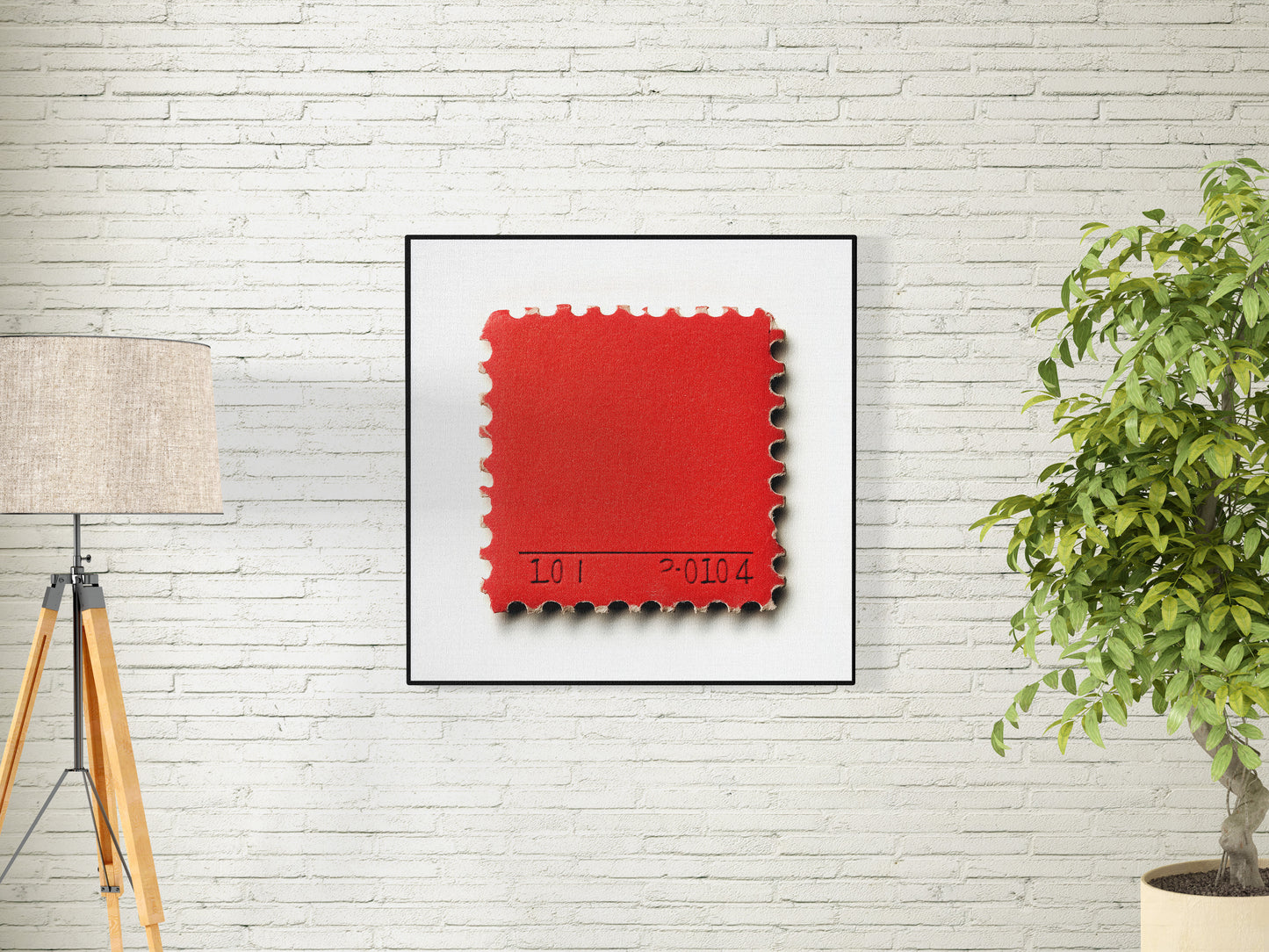 Minimalist Postage Stamp Art Print | Vintage Red Stamp Wall Decor