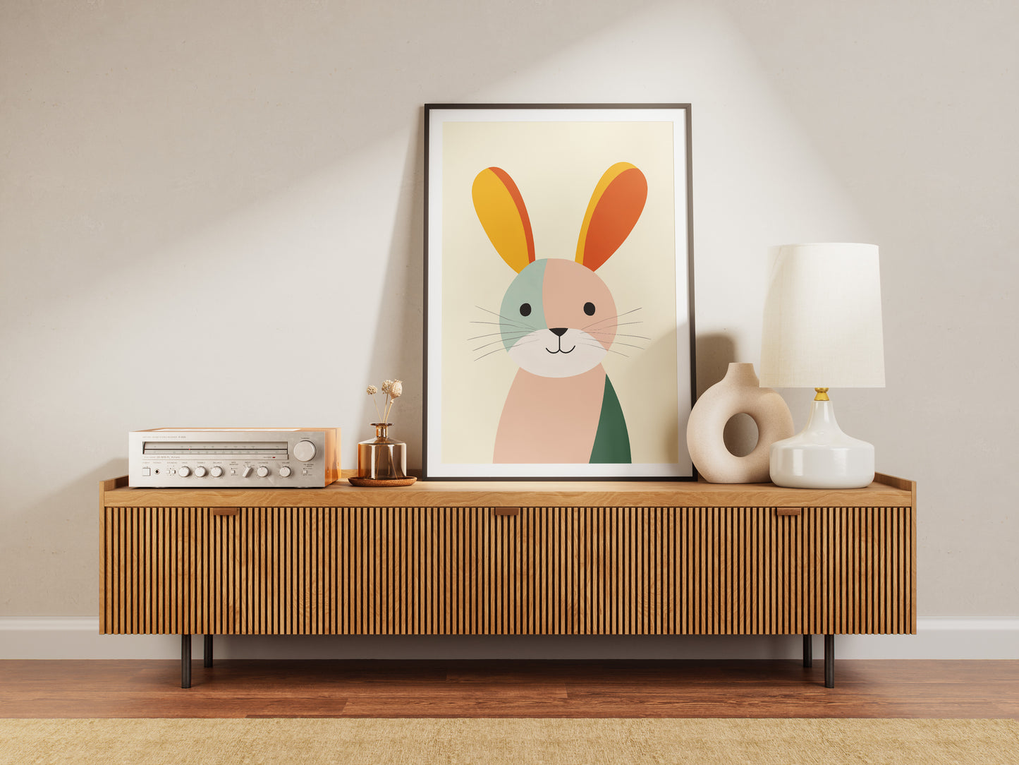 Minimalist Bunny Poster | Cute Rabbit Art for Nursery or Kids Room