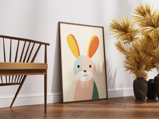 Minimalist Bunny Poster | Cute Rabbit Art for Nursery or Kids Room