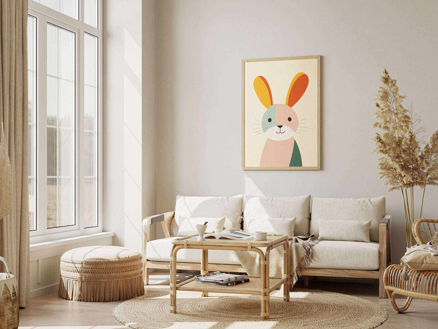 Minimalist Bunny Poster | Cute Rabbit Art for Nursery or Kids Room