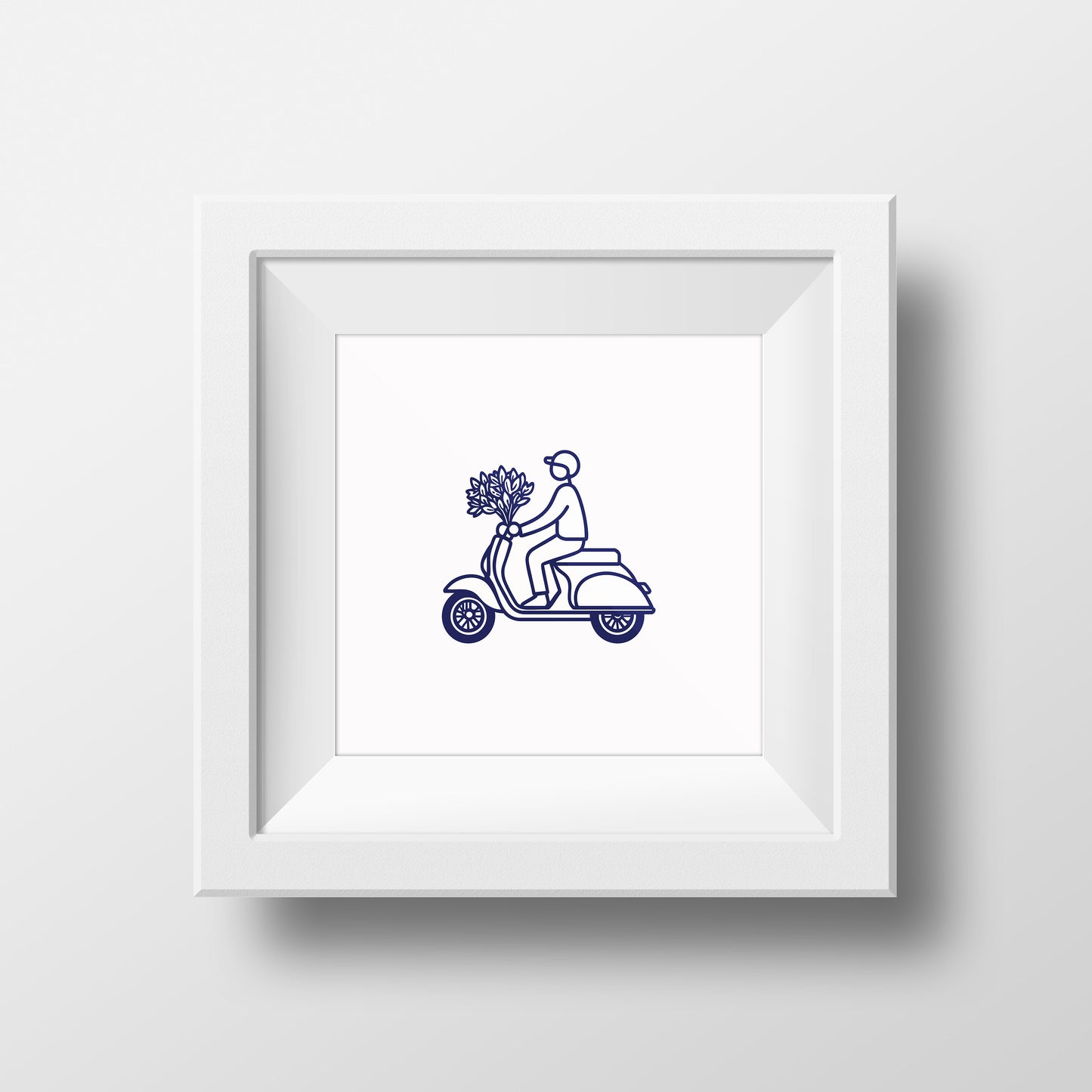 Minimalist Vespa Line Art Poster | Scooter with Flowers Wall Decor