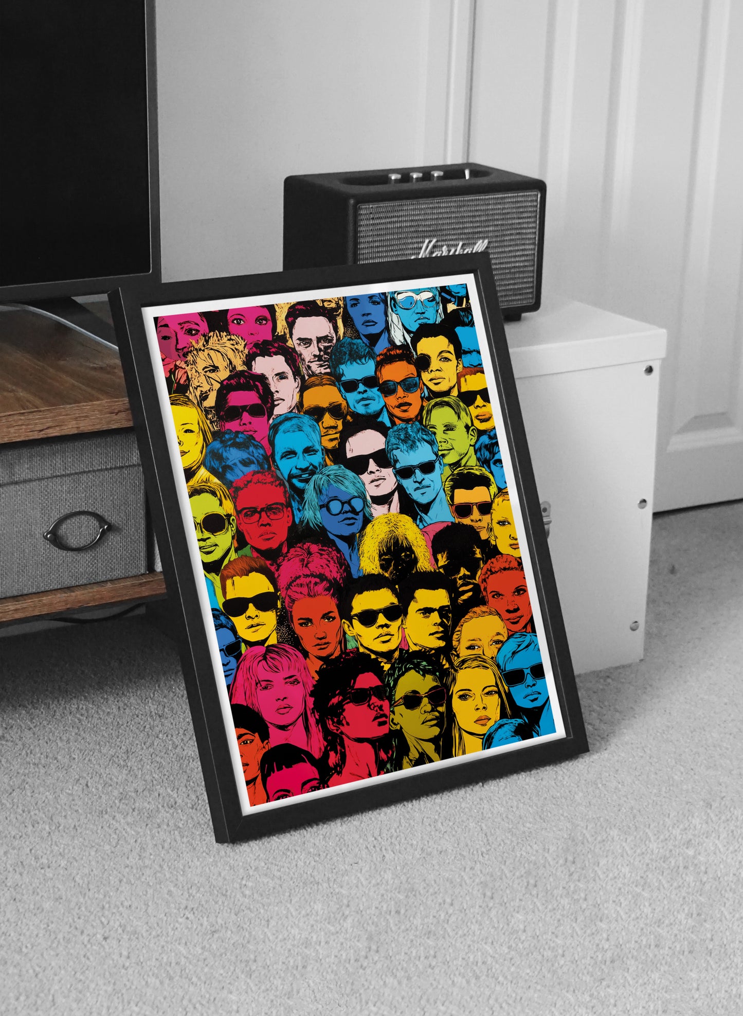 Pop Art Faces Poster | Colorful Retro Wall Art for Urban Interiors