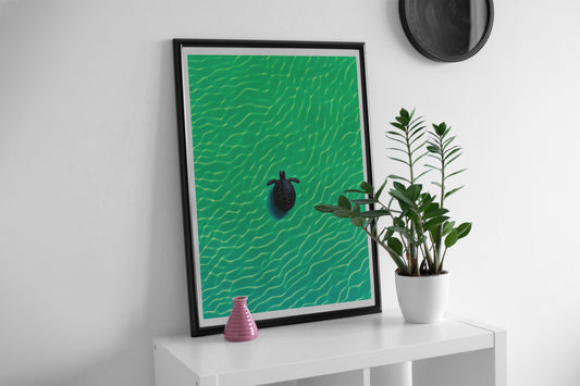 Sea Turtle Poster | Minimalist Ocean Vibes Wall Art for Coastal Homes