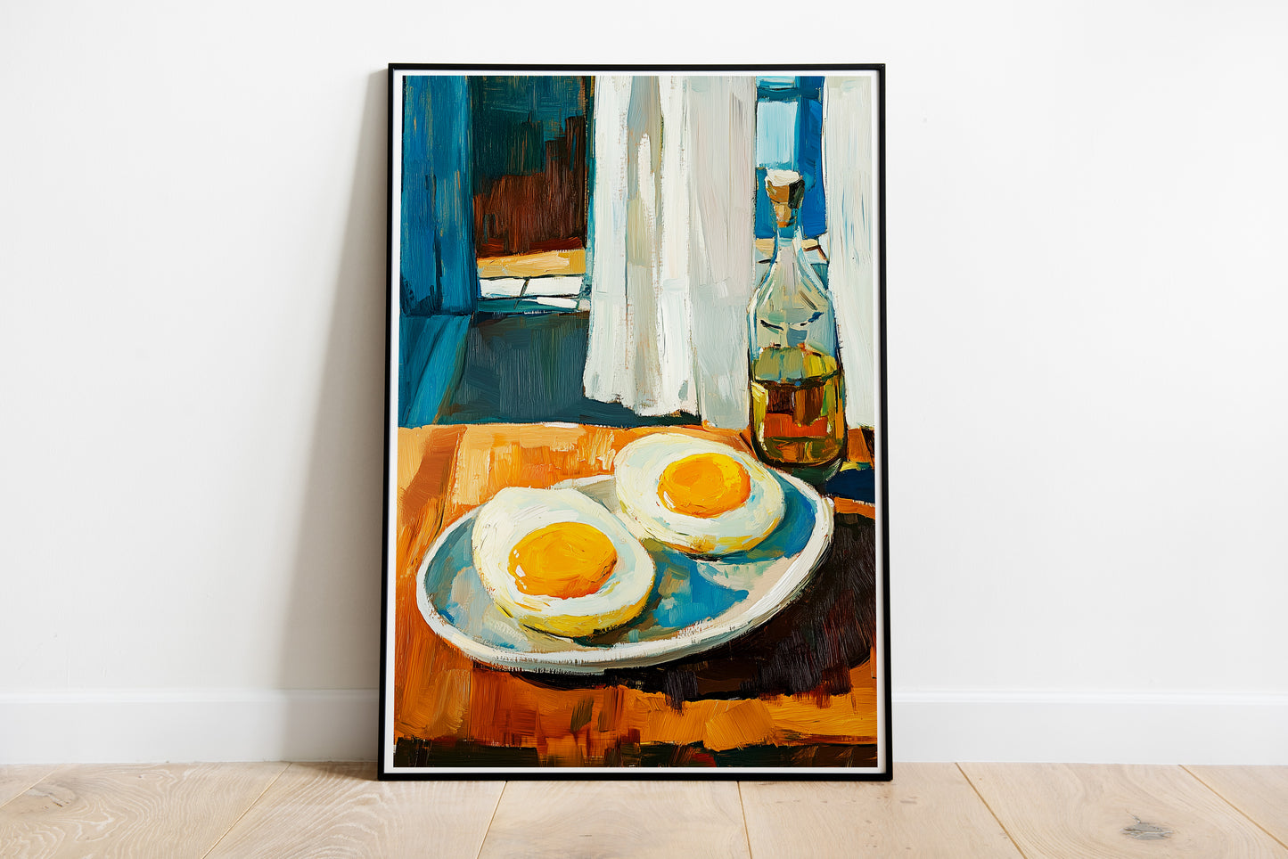 Sunny Side Up Eggs Kitchen Poster | Rustic Breakfast Food Wall Art