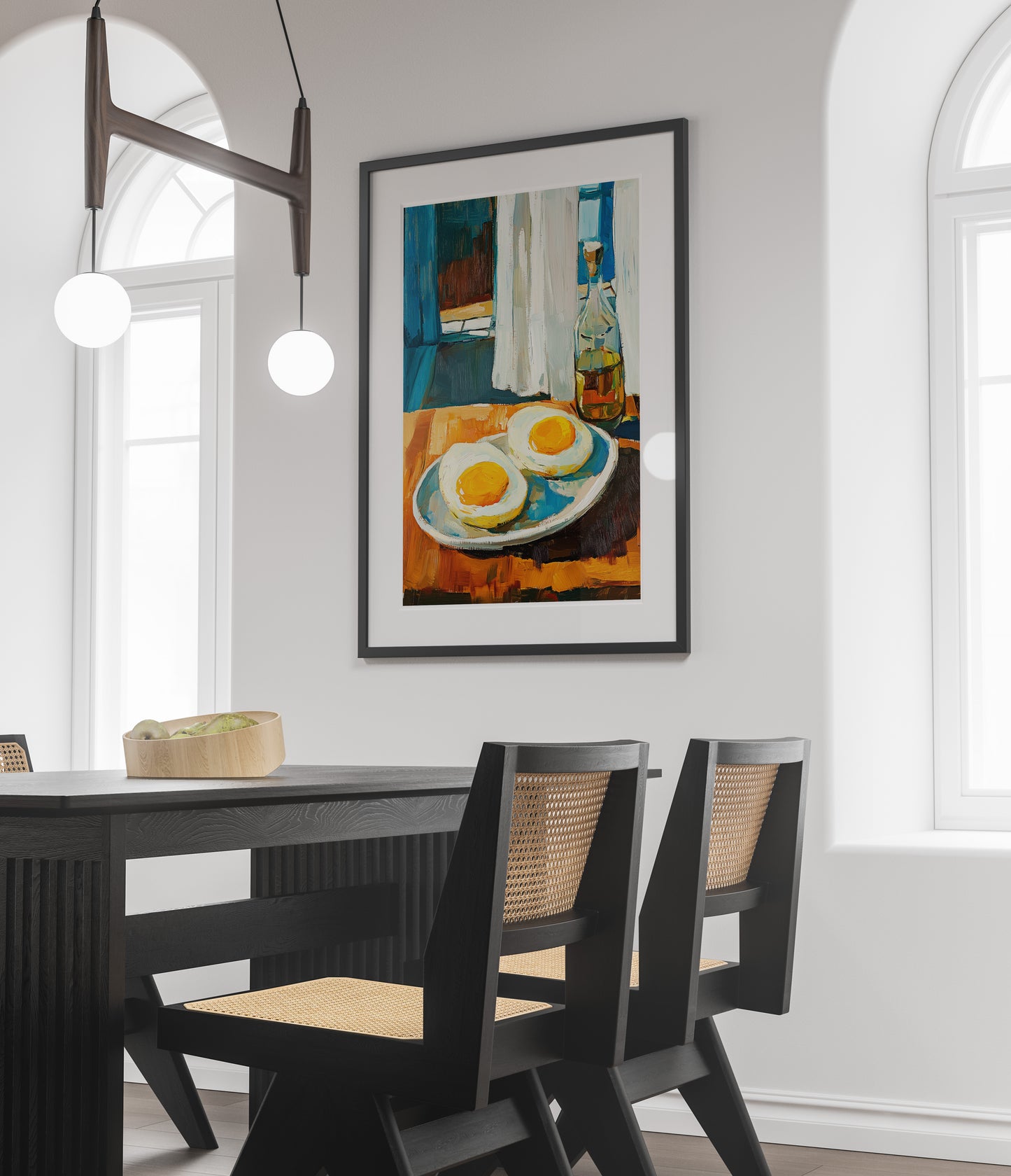 Sunny Side Up Eggs Kitchen Poster | Rustic Breakfast Food Wall Art