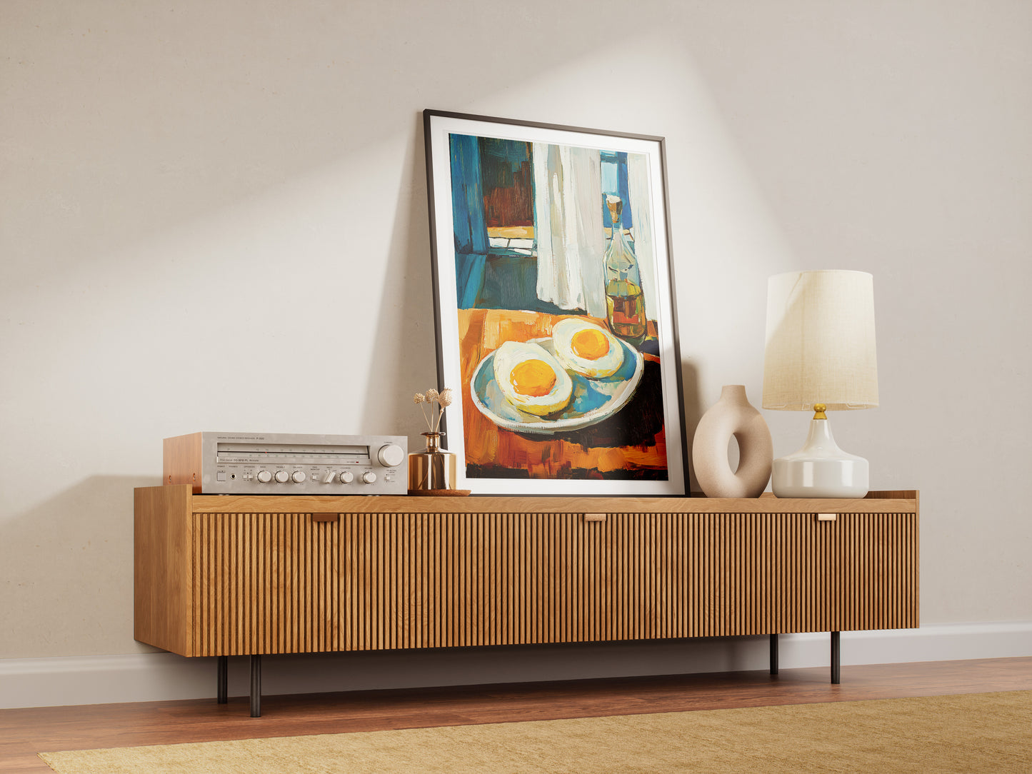 Sunny Side Up Eggs Kitchen Poster | Rustic Breakfast Food Wall Art