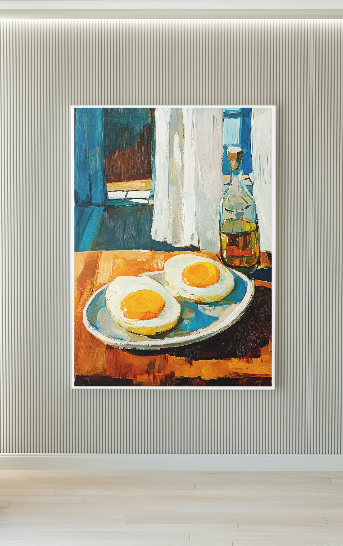 Sunny Side Up Eggs Kitchen Poster | Rustic Breakfast Food Wall Art
