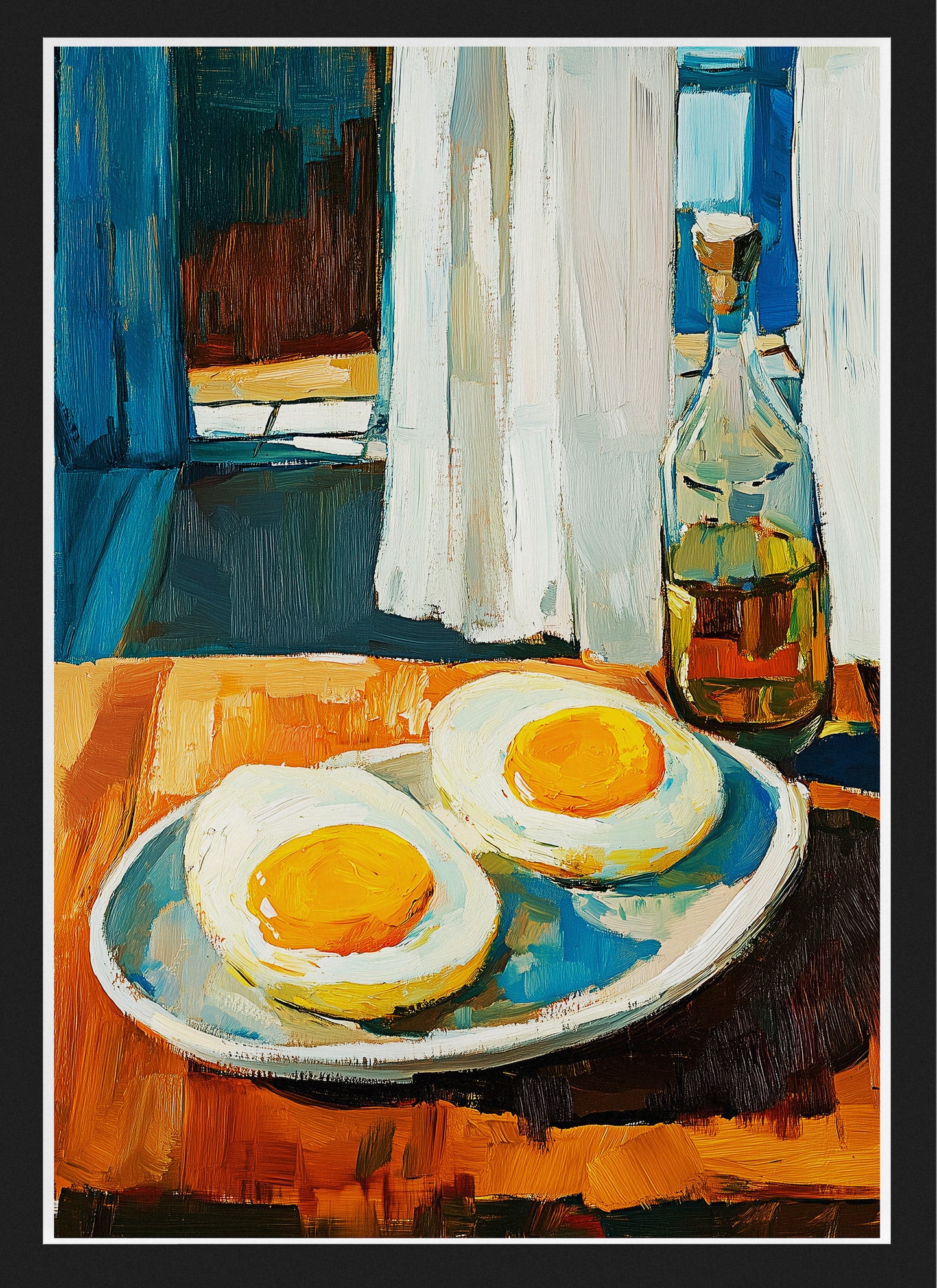 Sunny Side Up Eggs Kitchen Poster | Rustic Breakfast Food Wall Art